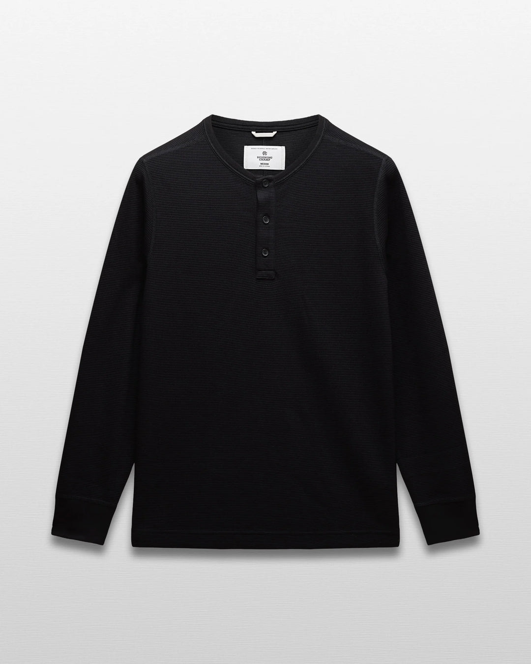 LIGHTWEIGHT WAFFLE HENLEY (BLACK) - REIGNING CHAMP