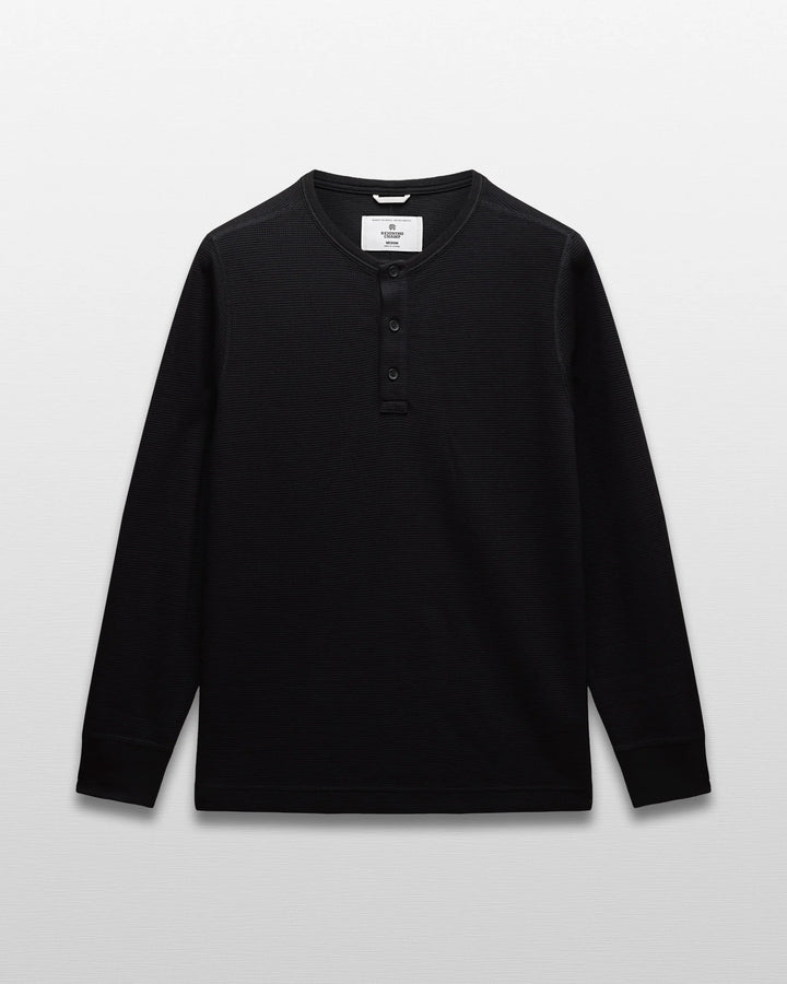LIGHTWEIGHT WAFFLE HENLEY (BLACK) - REIGNING CHAMP