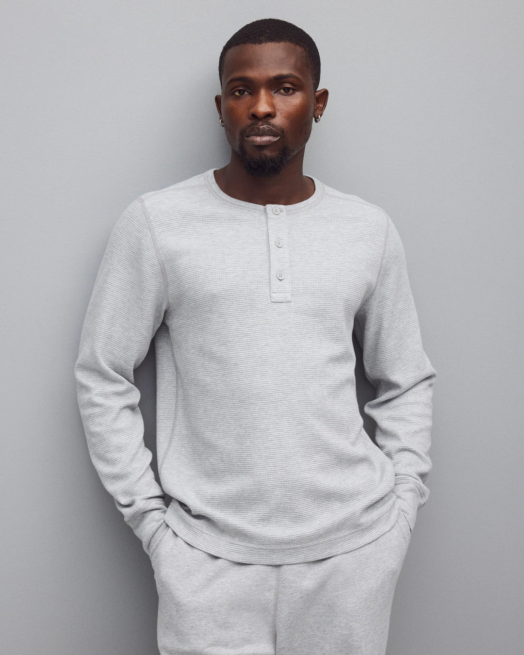 LIGHTWEIGHT WAFFLE HENLEY (GREY) - REIGNING CHAMP