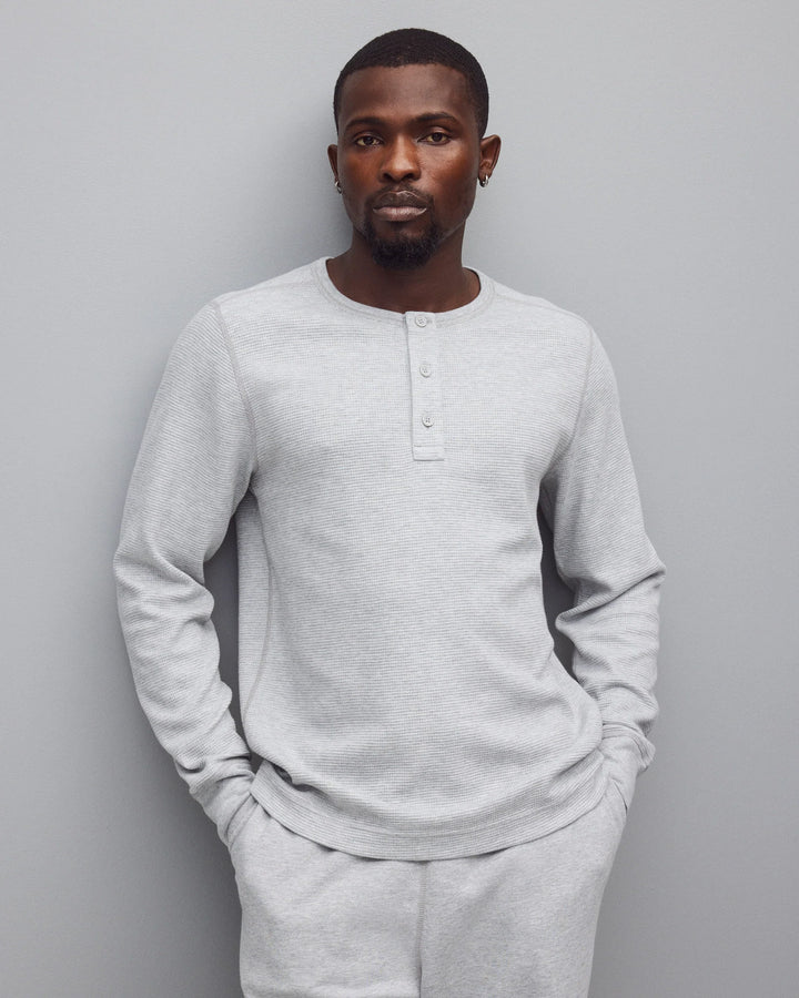 LIGHTWEIGHT WAFFLE HENLEY (GREY) - REIGNING CHAMP