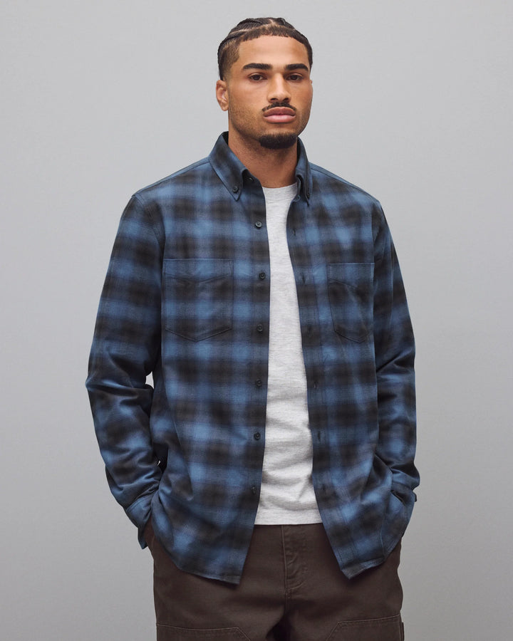 COTTON PLAID SITE SHIRT (MIDNIGHT) - REIGNING CHAMP