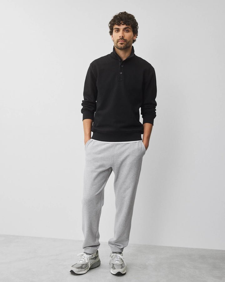 MIDWEIGHT STANDARD BUTTON MOCKNECK (BLACK) - REIGNING CHAMP