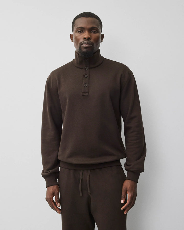 MIDWEIGHT STANDARD BUTTON MOCKNECK (COFFEE) - REIGNING CHAMP