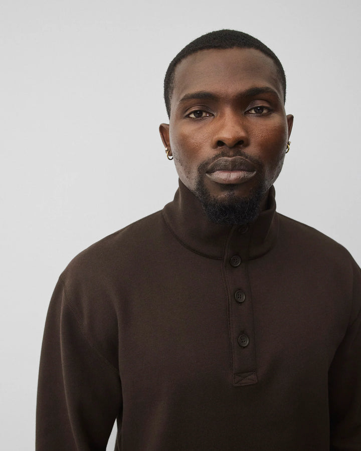 MIDWEIGHT STANDARD BUTTON MOCKNECK (COFFEE) - REIGNING CHAMP