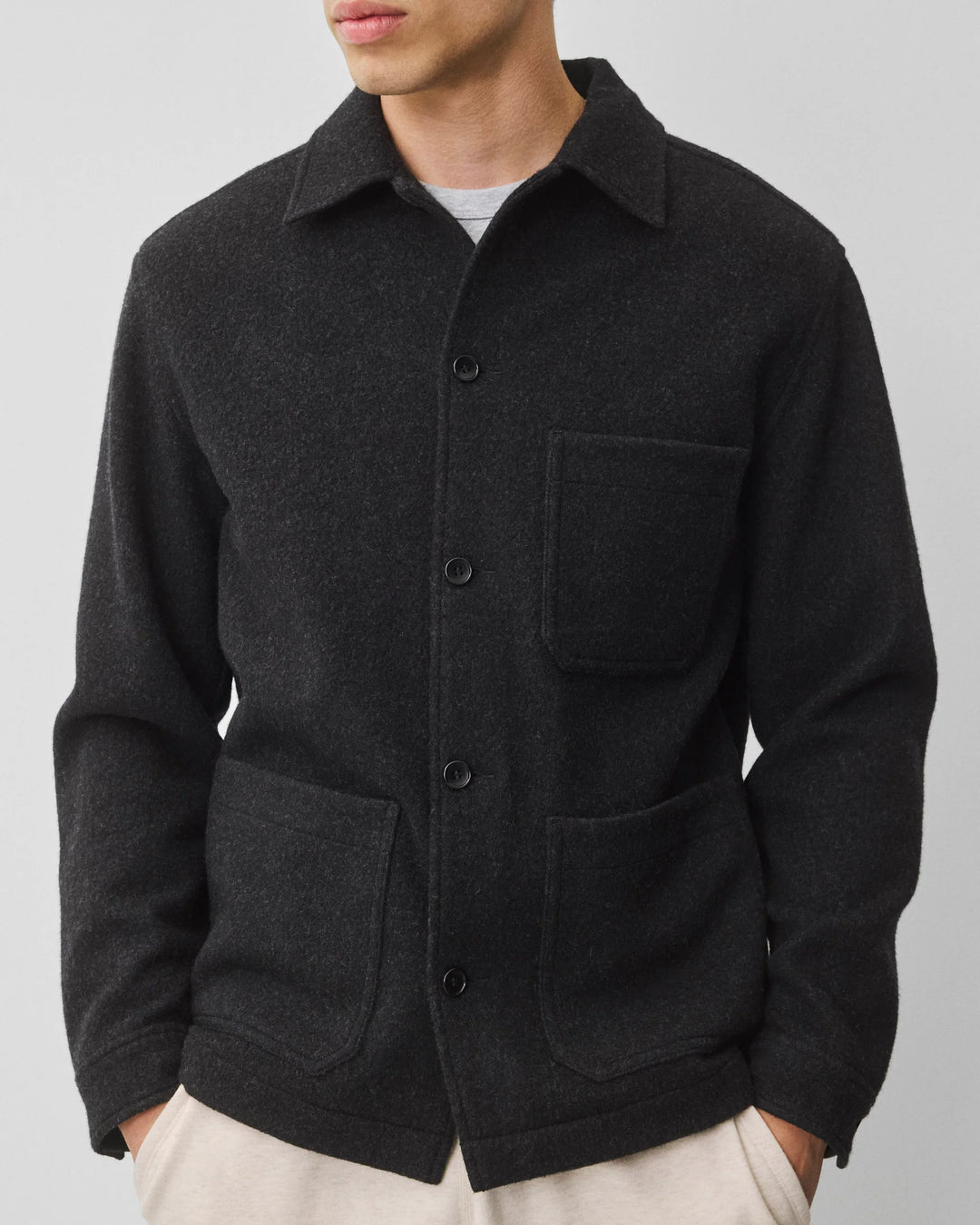 WOOL FLEECE CHORE JACKET (HEATHER BLACK) - REIGNING CHAMP