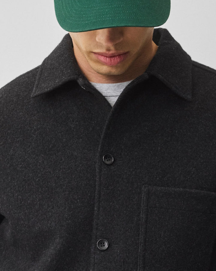 WOOL FLEECE CHORE JACKET (HEATHER BLACK) - REIGNING CHAMP