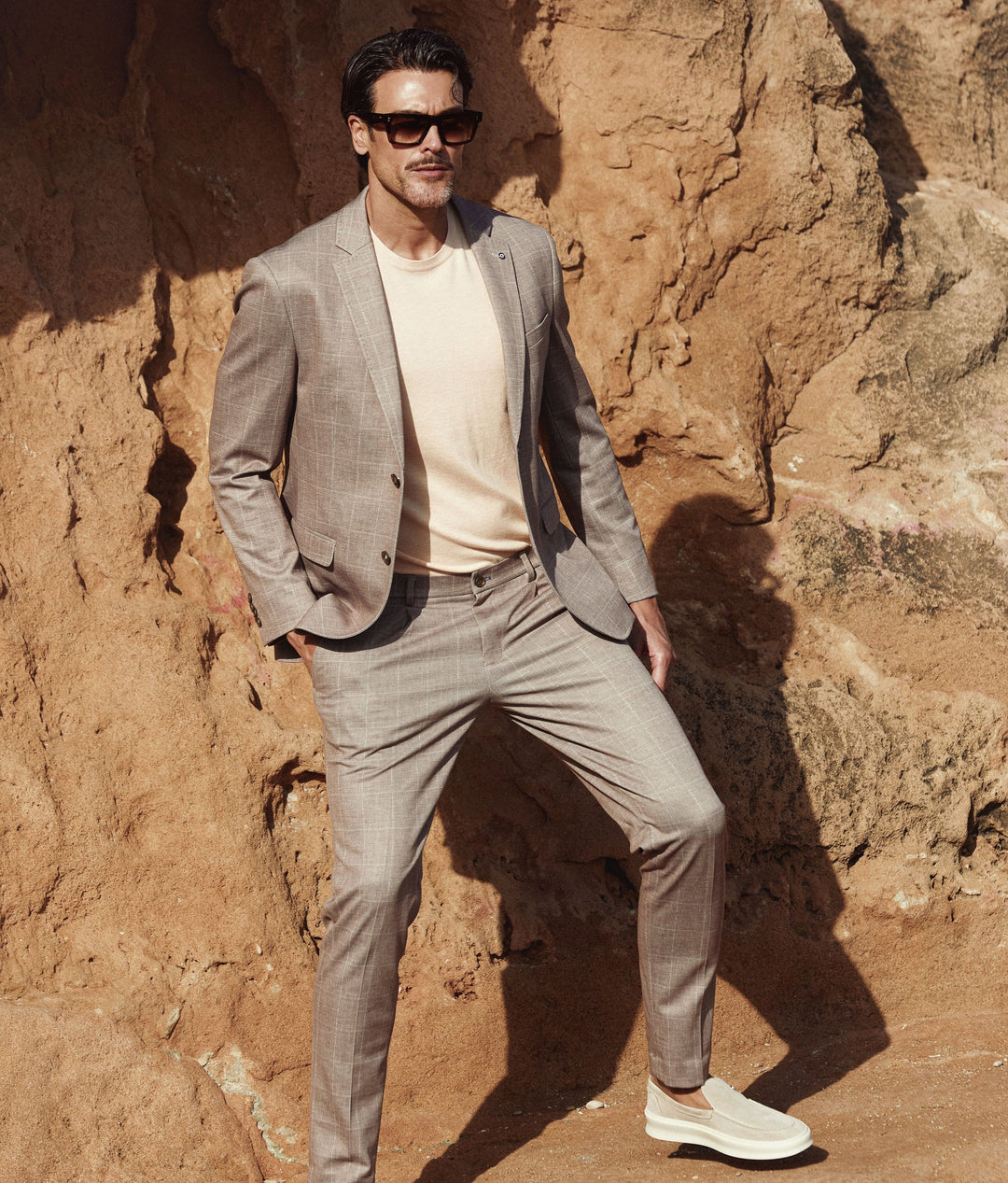 CHECK BLAZER (TAUPE) - BLUE INDUSTRY