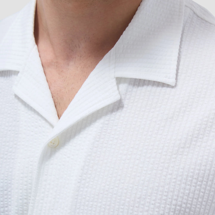 SEERSUCKER CAMP SHIRT (WHITE) - BUGATCHI