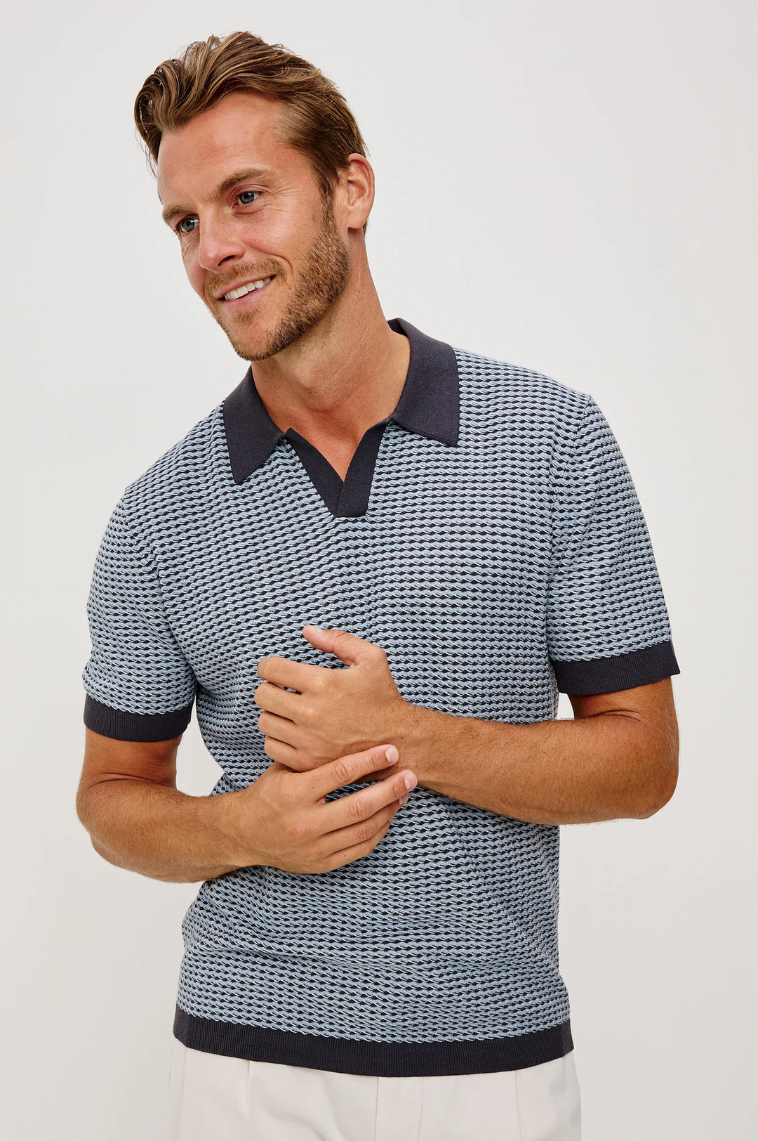 HAYDEN KNIT POLO (BLUE) - RAILS