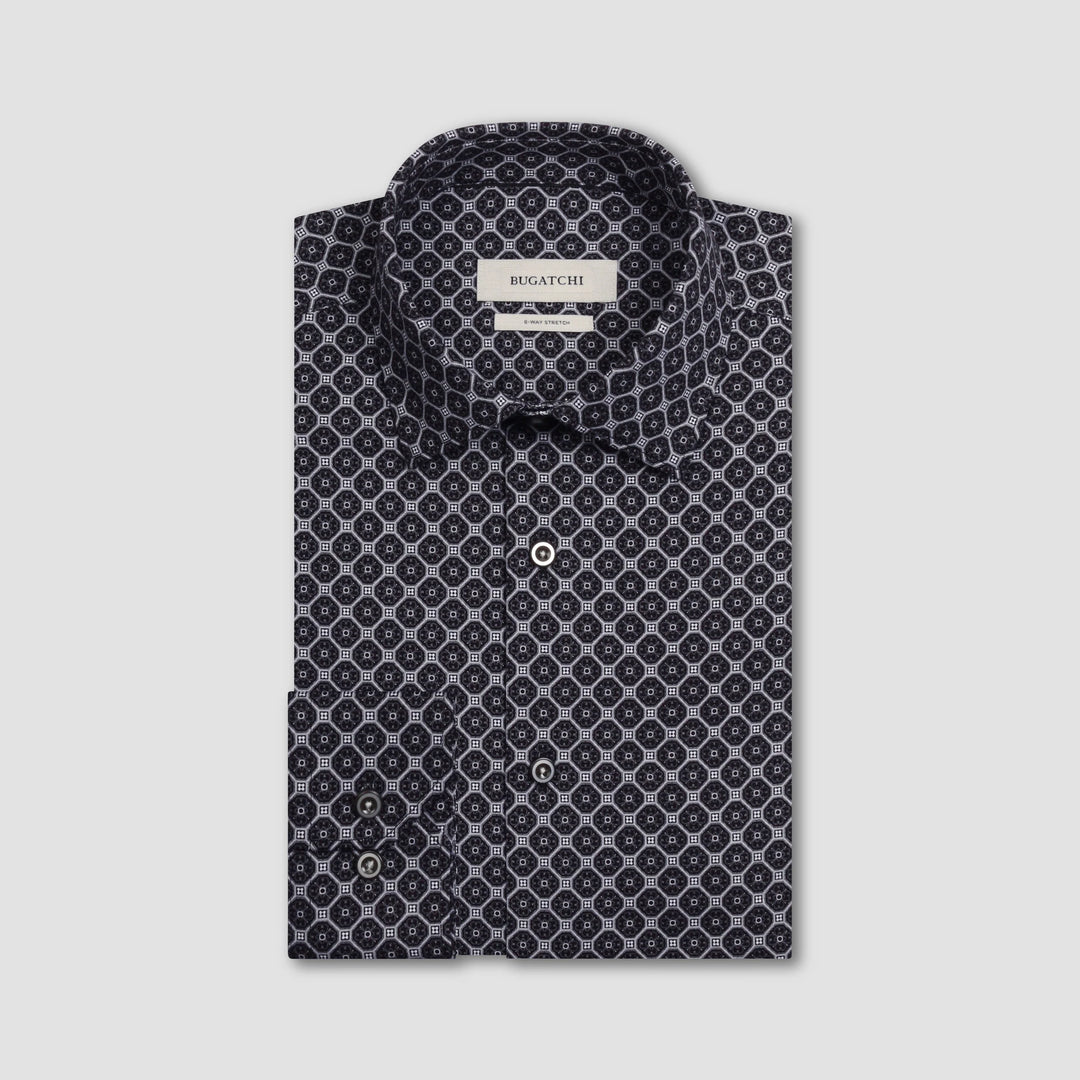 JAMES PRINTED SHIRT (BLACK) - BUGATCHI