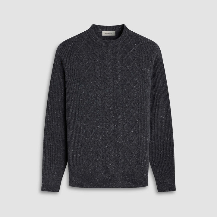 CABLE CREWNECK SWEATER (CHARCOAL) - BUGATCHI
