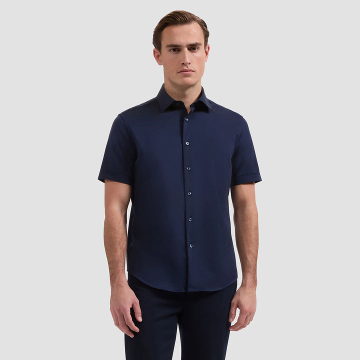 MILES SHORT SLEEVE SHIRT (NAVY) - BUGATCHI