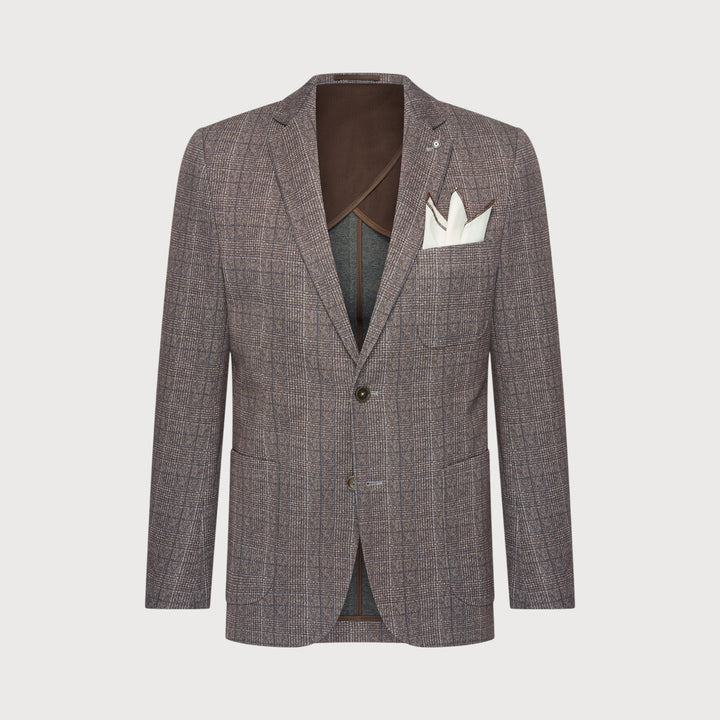 MICRO CHECK PATCH POCKET BLAZER (BROWN) - BLUE INDUSTRY