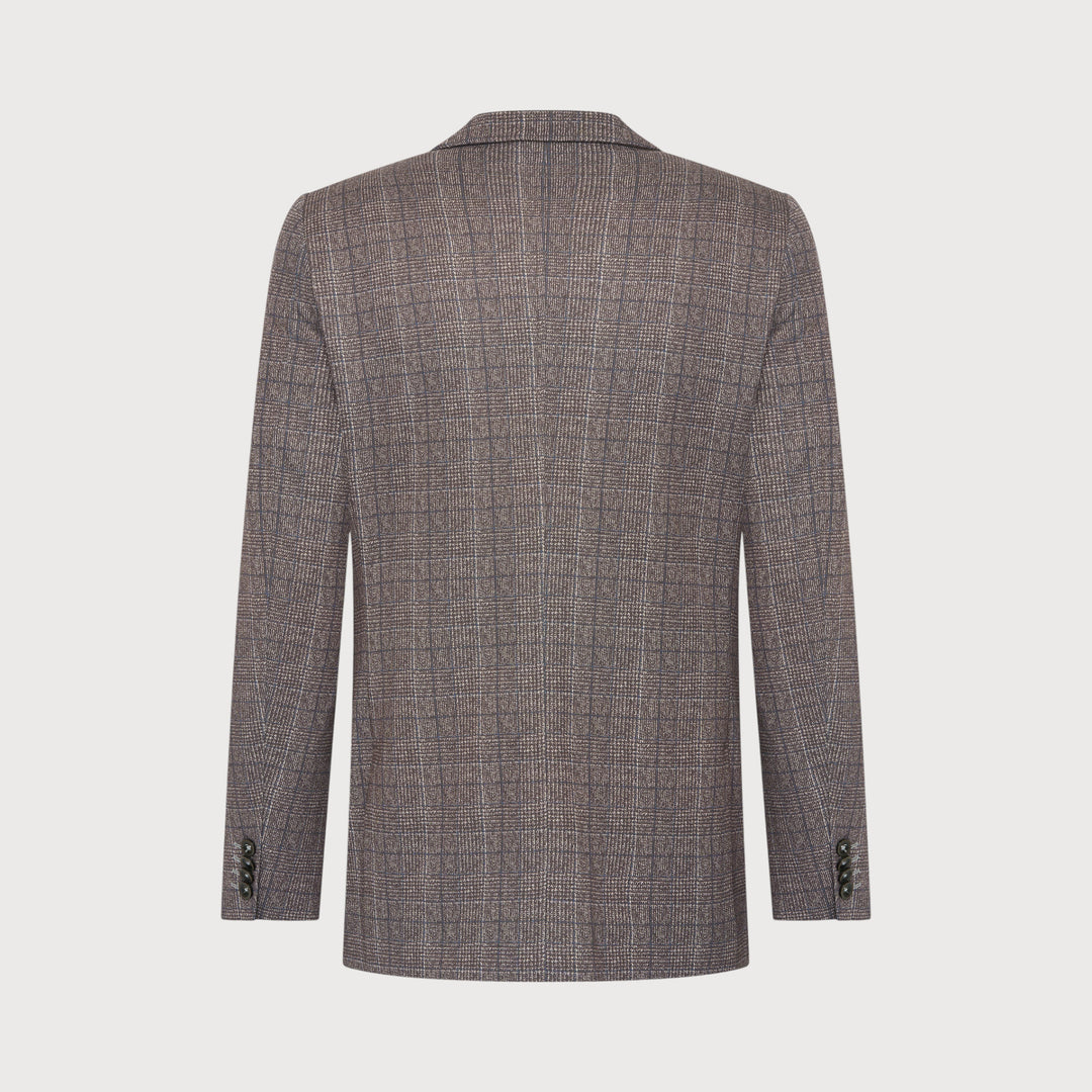 MICRO CHECK PATCH POCKET BLAZER (BROWN) - BLUE INDUSTRY