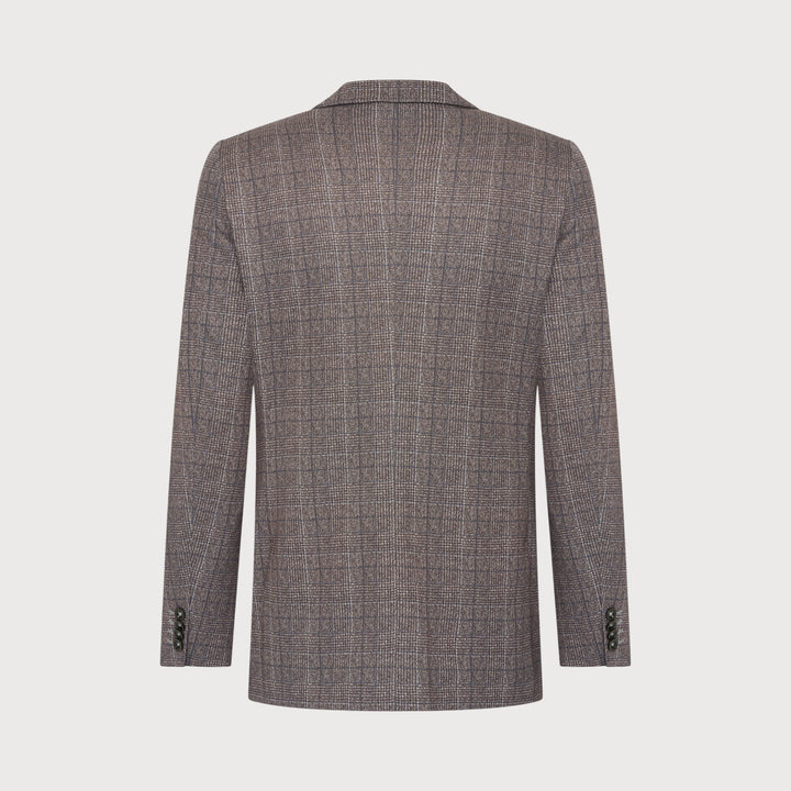 MICRO CHECK PATCH POCKET BLAZER (BROWN) - BLUE INDUSTRY