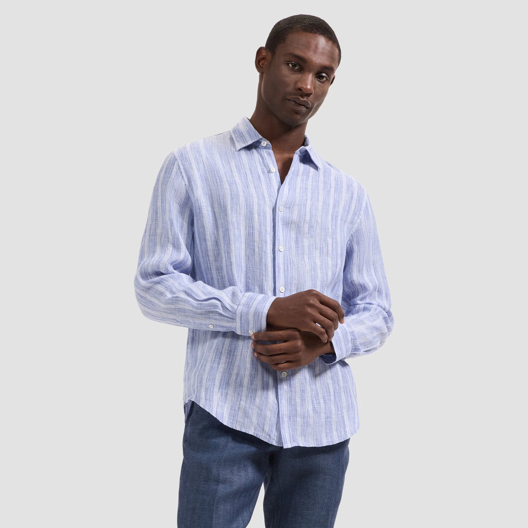 JULIAN LINEN SHIRT (BLUE) - BUGATCHI