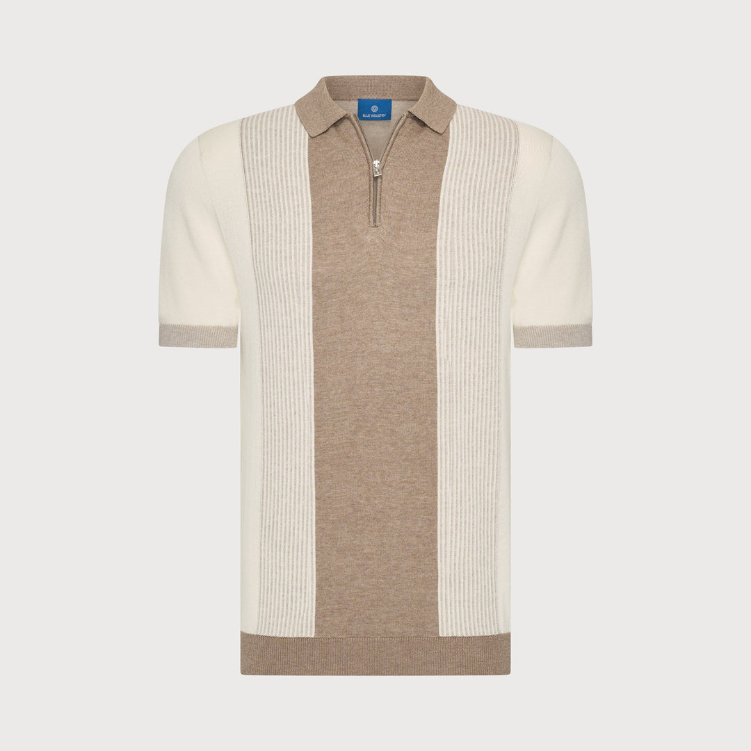 KNIT POLO SHIRT (STONE) - BLUE INDUSTRY