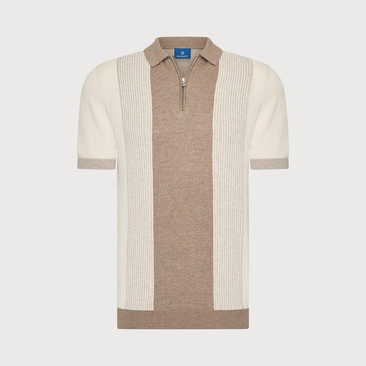 KNIT POLO SHIRT (STONE) - BLUE INDUSTRY