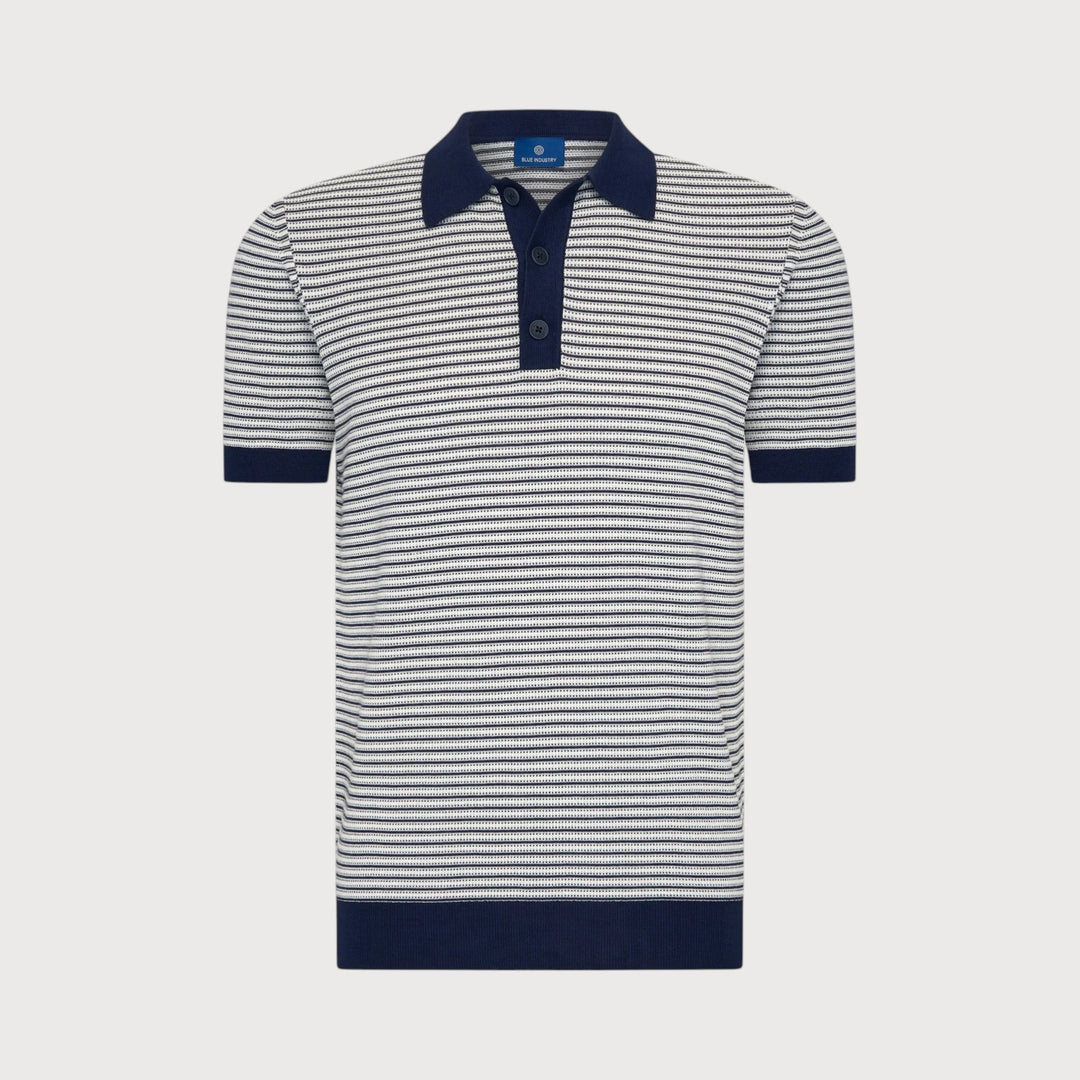 KNIT STRIPE POLO (DENIM) - BLUE INDUSTRY