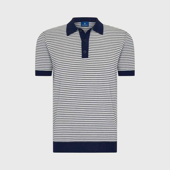 KNIT STRIPE POLO (DENIM) - BLUE INDUSTRY