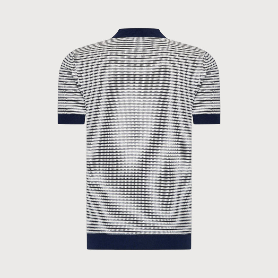 KNIT STRIPE POLO (DENIM) - BLUE INDUSTRY