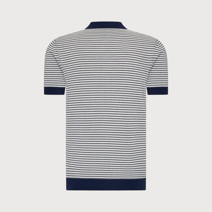KNIT STRIPE POLO (DENIM) - BLUE INDUSTRY