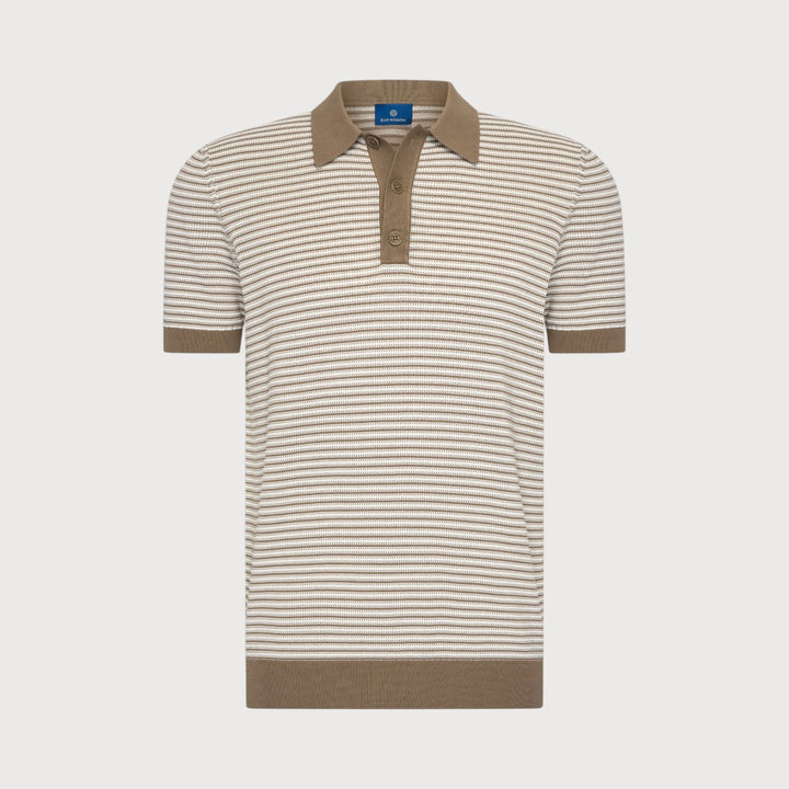 KNIT STRIPE POLO (TAUPE) - BLUE INDUSTRY