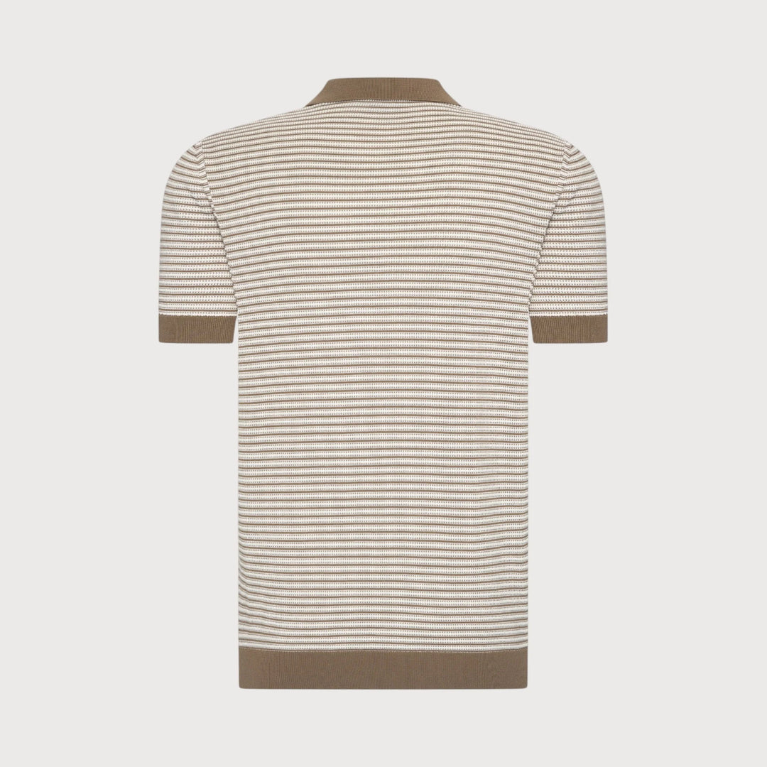 KNIT STRIPE POLO (TAUPE) - BLUE INDUSTRY