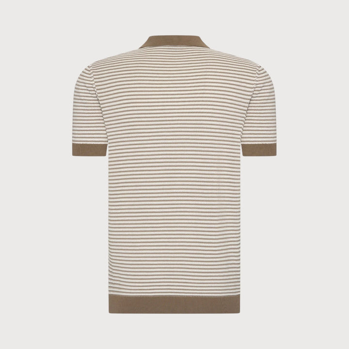 KNIT STRIPE POLO (TAUPE) - BLUE INDUSTRY