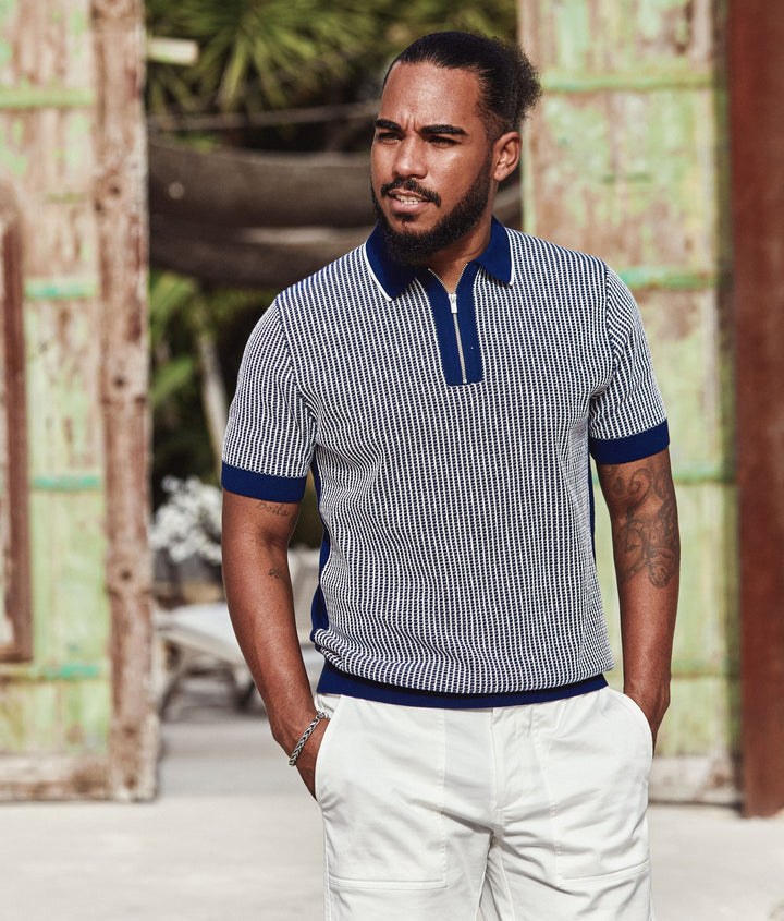KNIT ZIP POLO (NAVY) - BLUE INDUSTRY