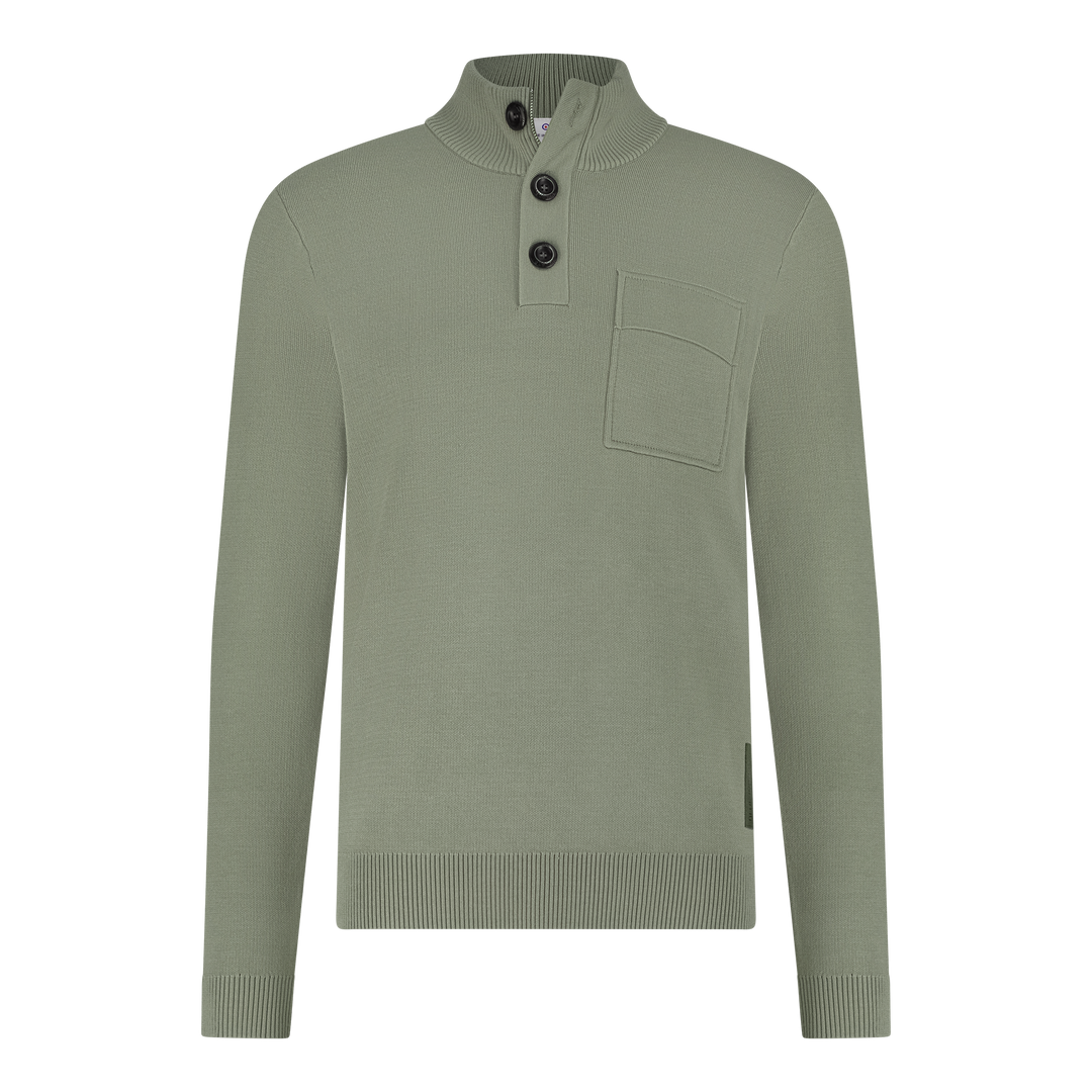 BUTTON SWEATER PULLOVER (KHAKI) - BLUE INDUSTRY