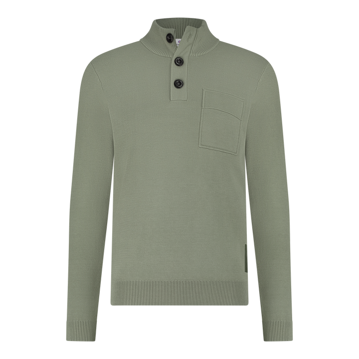 BUTTON SWEATER PULLOVER (KHAKI) - BLUE INDUSTRY
