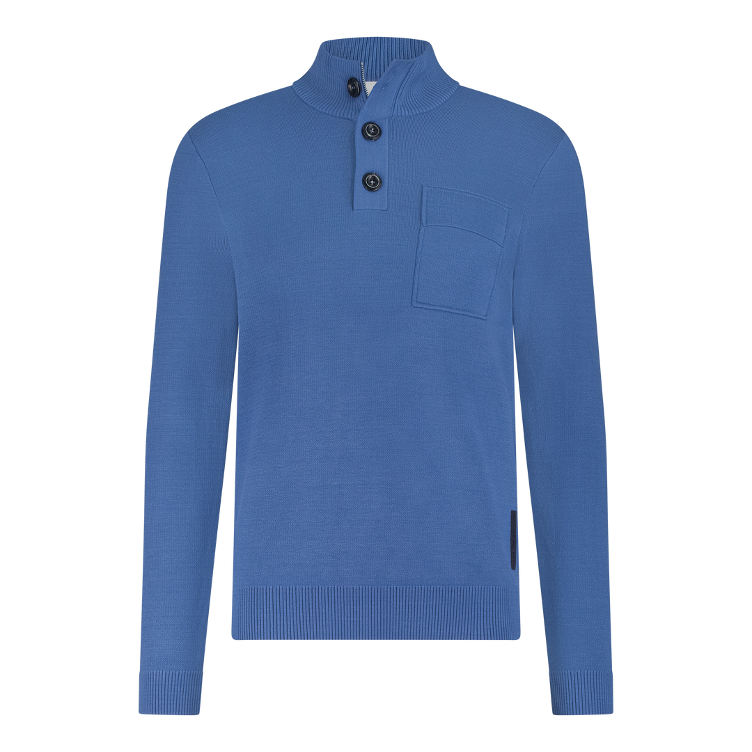 BUTTON SWEATER PULLOVER (BLUE) - BLUE INDUSTRY