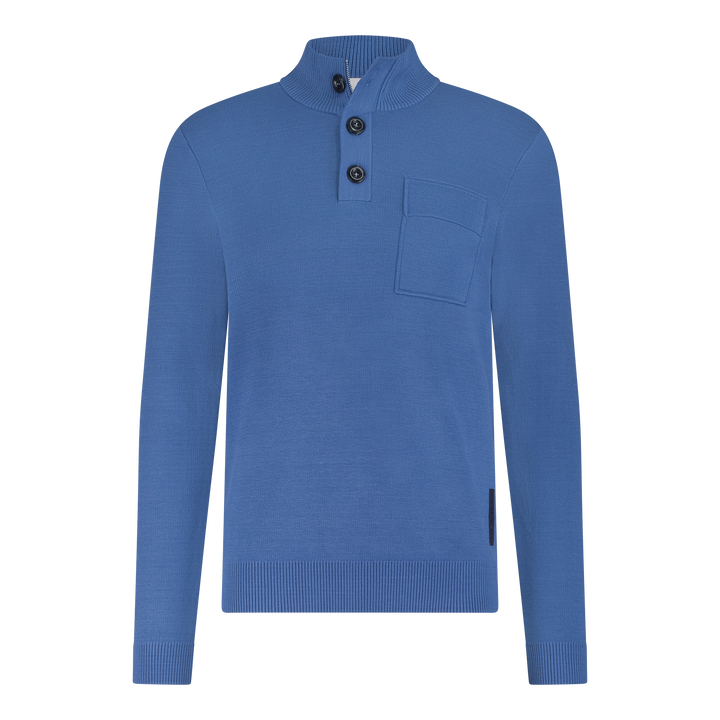 BUTTON SWEATER PULLOVER (BLUE) - BLUE INDUSTRY