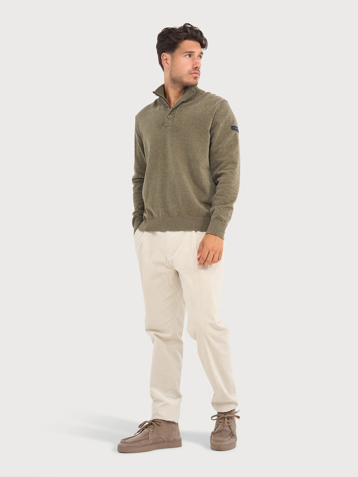 KNIT BUTTON SWEATER (GREEN) - BLUE INDUSTRY