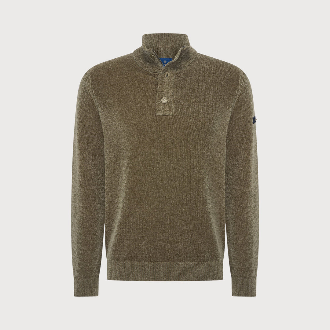 KNIT BUTTON SWEATER (GREEN) - BLUE INDUSTRY