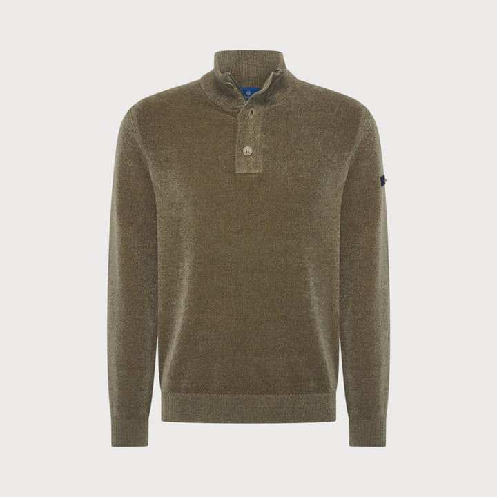 KNIT BUTTON SWEATER (GREEN) - BLUE INDUSTRY
