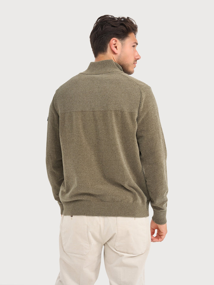KNIT BUTTON SWEATER (GREEN) - BLUE INDUSTRY