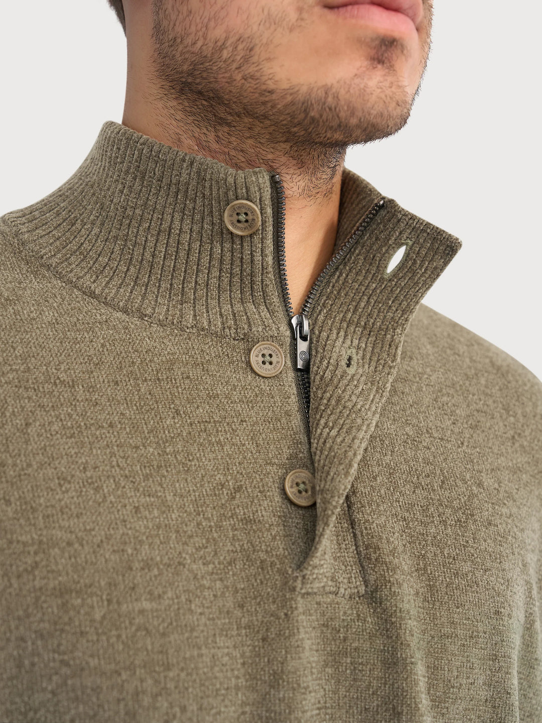 KNIT BUTTON SWEATER (GREEN) - BLUE INDUSTRY
