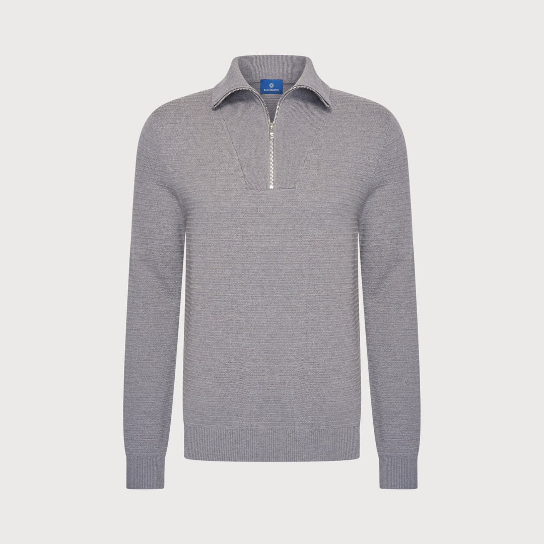 FINE KNIT WOOL SWEATER (GREY) - BLUE INDUSTRY