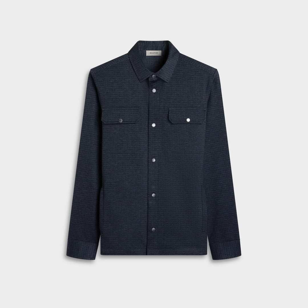 MICROCHECK KNIT SHIRT (NAVY) - BUGATCHI