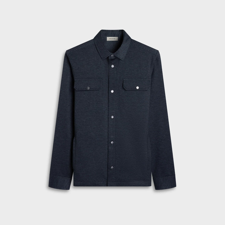 MICROCHECK KNIT SHIRT (NAVY) - BUGATCHI
