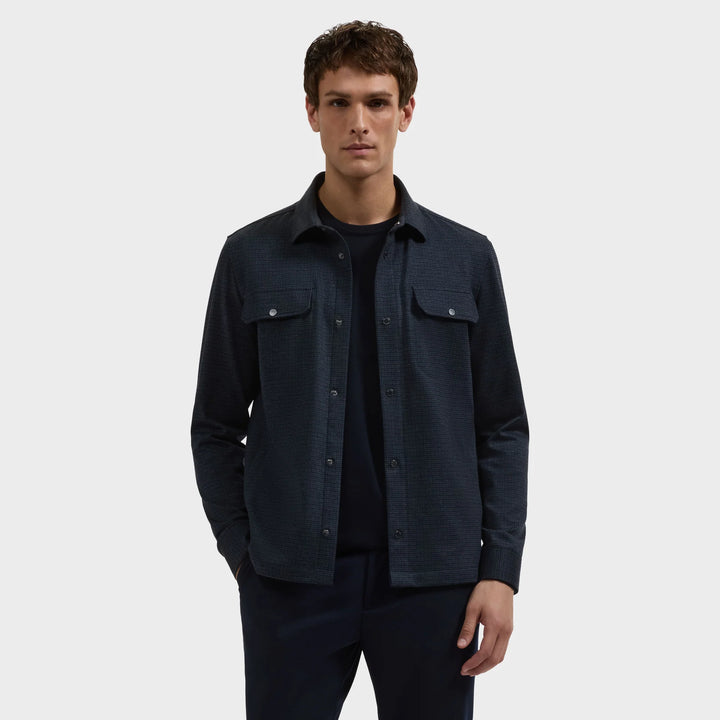 MICROCHECK KNIT SHIRT (NAVY) - BUGATCHI