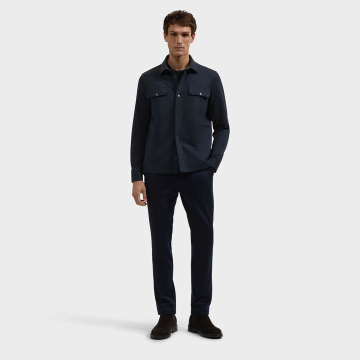 MICROCHECK KNIT SHIRT (NAVY) - BUGATCHI