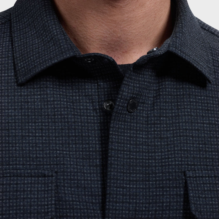 MICROCHECK KNIT SHIRT (NAVY) - BUGATCHI