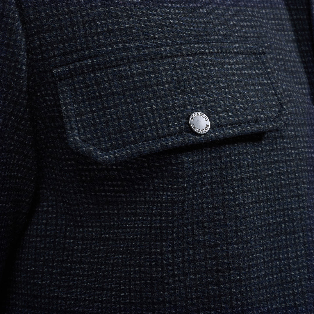 MICROCHECK KNIT SHIRT (NAVY) - BUGATCHI