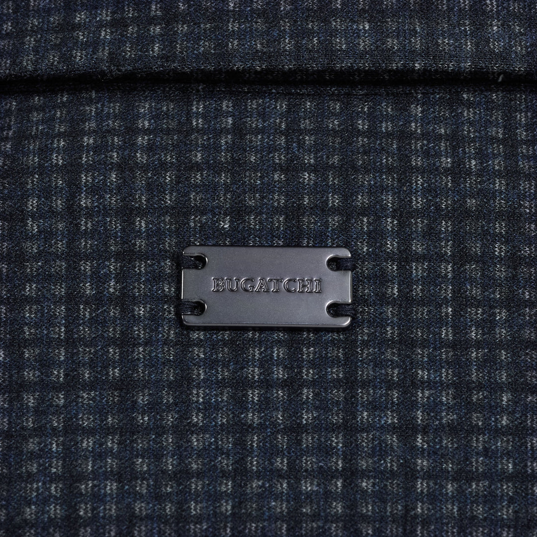 MICROCHECK KNIT SHIRT (NAVY) - BUGATCHI