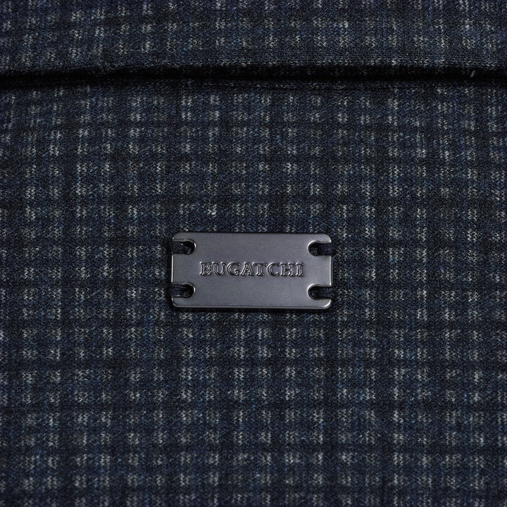 MICROCHECK KNIT SHIRT (NAVY) - BUGATCHI