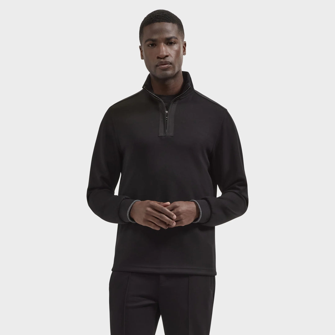 SOFT TOUCH 1/4 ZIP SWEATER (BLACK) - BUGATCHI