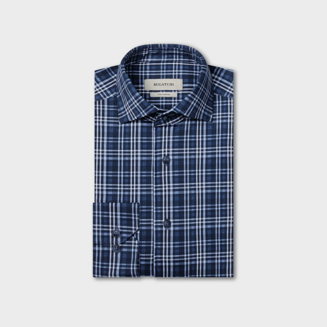 DEVON LONGSLEEVE SHIRT (NAVY) - BUGATCHI